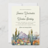Moderne Olijfwoestijn Cactus Landschap Wedding Kaart (Voorkant)