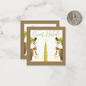 Moderne olijvengroen met Snowman Notitiekaartje (Voorkant / Achterkant in situ)