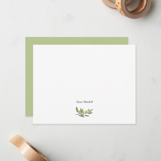 Moderne olijventak notitiekaartje (Voorkant / Achterkant in situ)