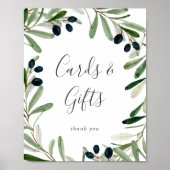 Moderne Olive Branch Kaarten en Cadeaus Bord Poster (Voorkant)