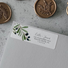 Moderne Olive Branch Return-adreslabel Etiket