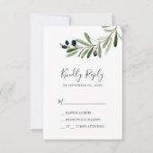 Moderne Olive Branch Simple RSVP-kaart RSVP Kaartje (Voorkant)