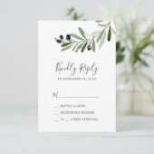 Moderne Olive Branch Simple RSVP-kaart RSVP Kaartje (Staand voorkant)