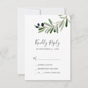 Moderne Olive Branch Simple RSVP-kaart RSVP Kaartje