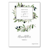 Moderne Olive Branch Wedding Menu Option Place Car Kaart (Voorkant)