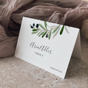 Moderne Olive Branch Wedding Menu Option Place Car Kaart