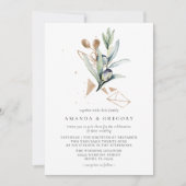 Moderne Olive Golden Branch bruiloft uitnodiging (Voorkant)