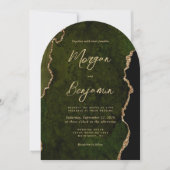 Moderne Olive Green Agate Script Boog Huwelijk Kaart (Voorkant)