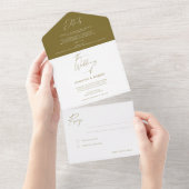 Moderne Olive Green Calligraphy Script Wedding All In One Uitnodiging (Afscheurbaar)