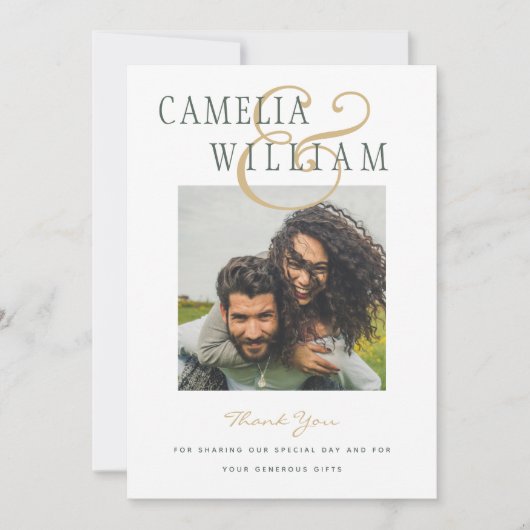 Moderne Olive Green Gold BEDANK JE BINNEN Kaart (Voorkant)