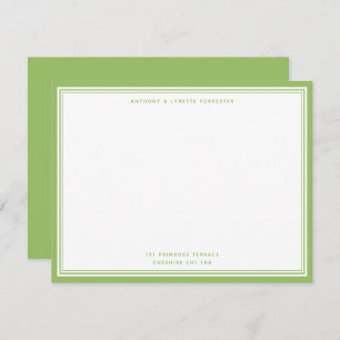 Moderne Olive Green Name & Address Note Card Notitiekaartje