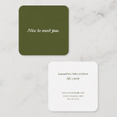 Moderne olive Green Typografie Life Coach Vierkante Visitekaartje (Voorkant / Achterkant)