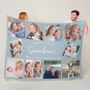 Moderne oma 10 foto collage knuffel hart fleece deken