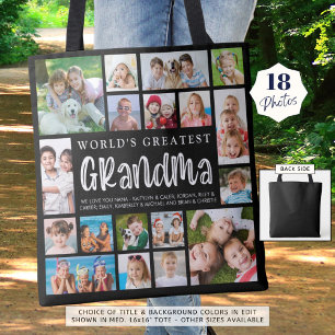Moderne oma 18 fotocollage aangepaste kleur tote bag