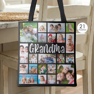 Moderne oma 21 foto collage op maat gemaakte kleur tote bag
