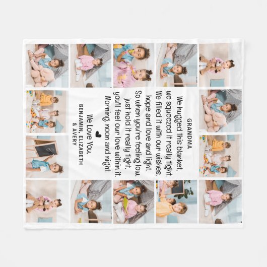 Moderne oma Custom Multi Foto Grootouders Fleece Deken (Voorkant (Horizontaal))