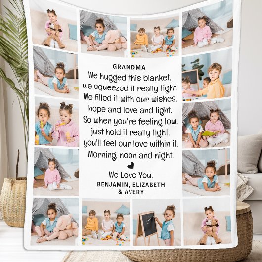 Moderne oma Custom Multi Foto Grootouders Fleece Deken