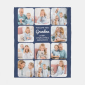 Moderne Oma Marine Blauw Custom 11 Fotocollage Fleece Deken (Voorkant)