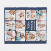 Moderne Oma Marine Blauw Custom 11 Fotocollage Fleece Deken (Voorkant (Horizontaal))