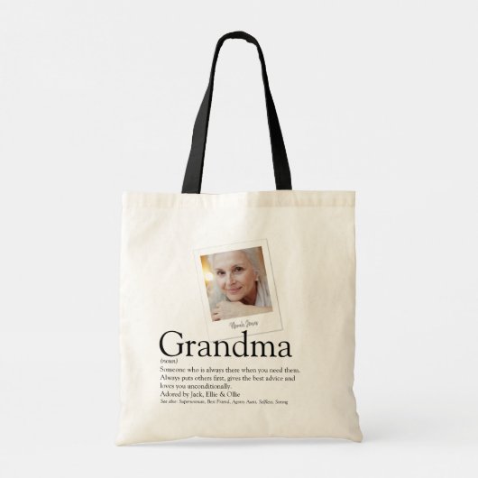 Moderne oma oma oma oma oma Granny Definition Foto Tote Bag (Achterkant)