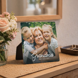 Moderne Oma Opgericht Script Foto Fotoplaat