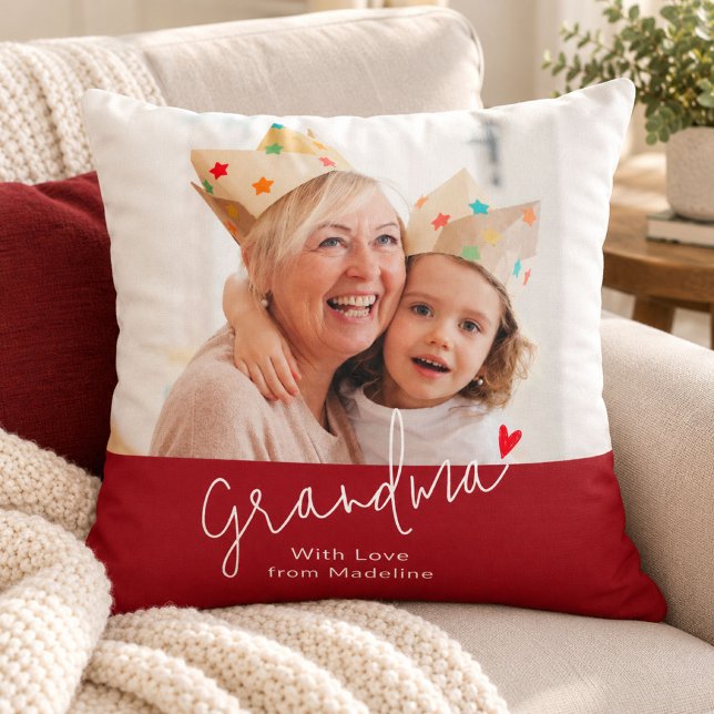 Moderne Oma Script Foto Kerstcadeau Kussen (Creator heeft geüpload)