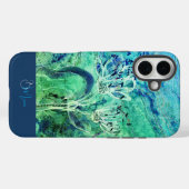 Moderne Ombre Aqua Groene Blauwe Bloemen Case-Mate iPhone Case (Achterkant (horizontaal))