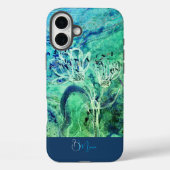 Moderne Ombre Aqua Groene Blauwe Bloemen Case-Mate iPhone Case (Achterkant)