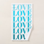 Moderne ombre blue LOVE typografie Valentijnsdag Bad Handdoek (Handdoek)