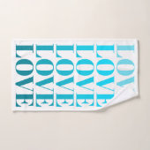 Moderne ombre blue LOVE typografie Valentijnsdag Bad Handdoek (Handdoek)