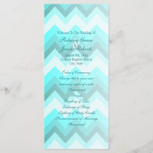 Moderne Ombre Turquoise Chevron huwelijksprogramma