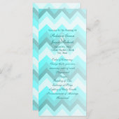 Moderne Ombre Turquoise Chevron huwelijksprogramma Programmakaart (Voorkant / Achterkant)