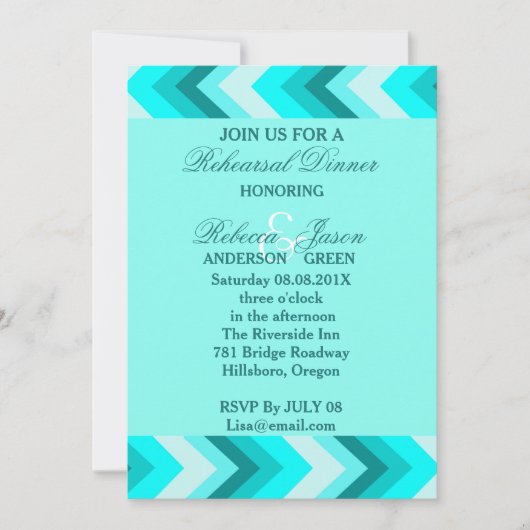 Moderne Ombre Turquoise Chevron repetitie diner Kaart (Voorkant)