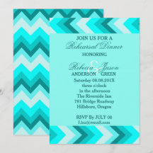 Moderne Ombre Turquoise Chevron repetitie diner