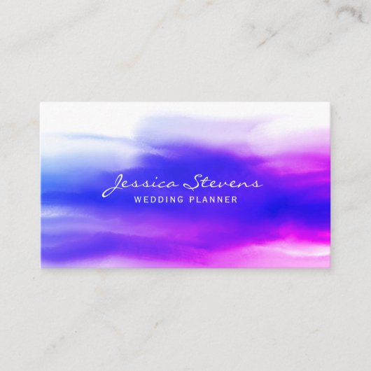 Moderne Ombre Watercolor Script Visitekaartje (Voorkant)