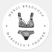 Moderne Ondergoed Douche Bedankt Ronde Sticker (Voorkant)
