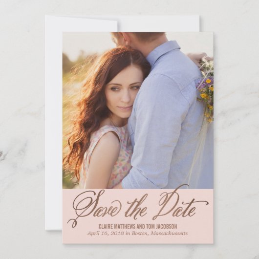Moderne onderschrift BEWERKBARE KLEUR Save The Dat Date (Voorkant)