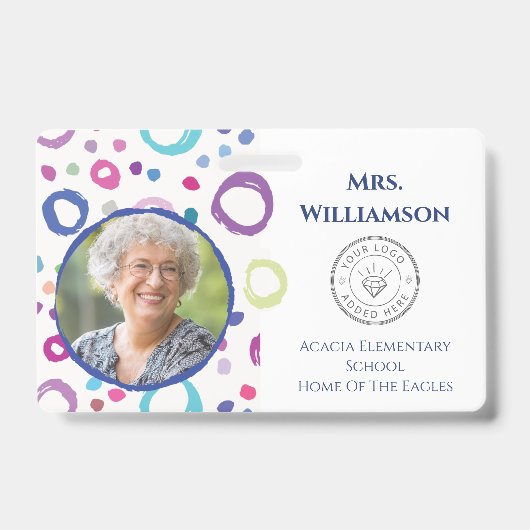 Moderne Onderwijzerslogo Educator Personeel Identi Badge (Voorzijde)