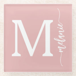 Moderne Onderzetter van Monogram roze glas