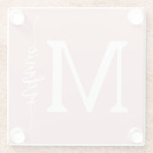 Moderne Onderzetter van Monogram roze glas Glazen Onderzetter (Achterkant)