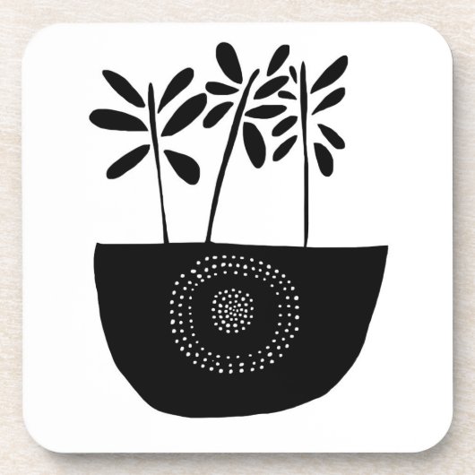 Moderne Onderzetters van Floral Black en White (Voorkant)