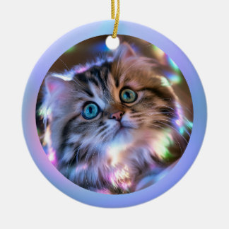 Moderne Ondoorzichtige Iridescente Ombre Kitten Fo Keramisch Ornament