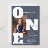 Moderne ONE eerste verjaardag foto donker stoffig  Kaart (Voorkant)