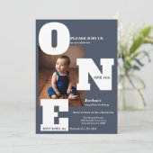 Moderne ONE eerste verjaardag foto donker stoffig  Kaart (Staand voorkant)