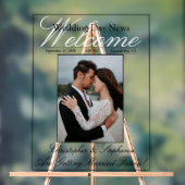 Moderne One Photo Chic Calligraphy Wedding Welkom Acryl Bord (Neutraal)