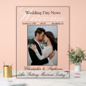 Moderne One Photo Chic Calligraphy Wedding Welkom Acryl Bord (Huwelijk)