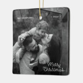 Moderne One Photo Eenvoudige Vrolijke Kerst Keramisch Ornament (Links)