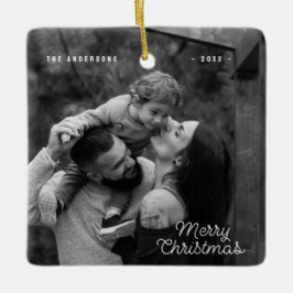 Moderne One Photo Eenvoudige Vrolijke Kerst Keramisch Ornament