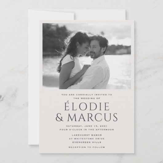 Moderne One Photo Elegant Bold Typography Wedding Kaart (Voorkant)