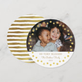 Moderne onechte folie gouden stippen foto ornament feestdagenkaart (Voorkant / Achterkant)